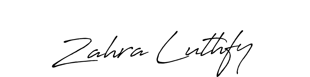 It looks lik you need a new signature style for name Zahra Luthfy. Design unique handwritten (Antro_Vectra_Bolder) signature with our free signature maker in just a few clicks. Zahra Luthfy signature style 7 images and pictures png