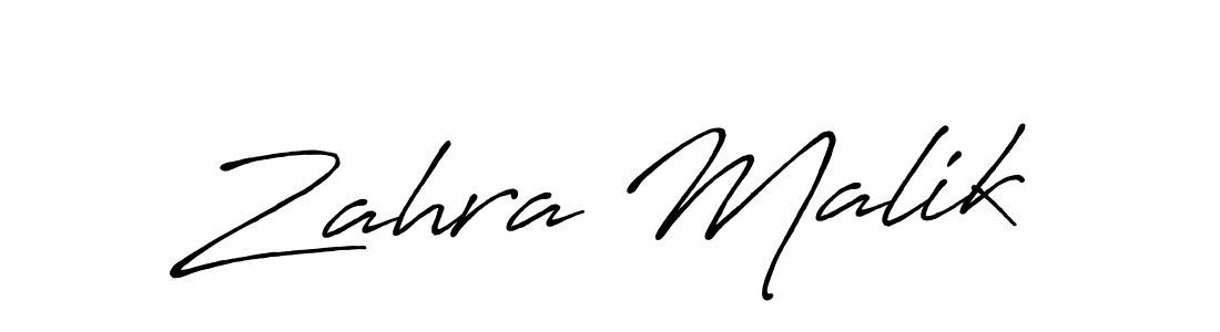 How to make Zahra Malik name signature. Use Antro_Vectra_Bolder style for creating short signs online. This is the latest handwritten sign. Zahra Malik signature style 7 images and pictures png