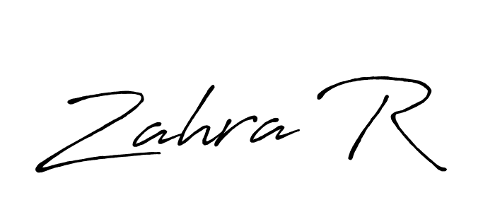 Make a beautiful signature design for name Zahra R. With this signature (Antro_Vectra_Bolder) style, you can create a handwritten signature for free. Zahra R signature style 7 images and pictures png