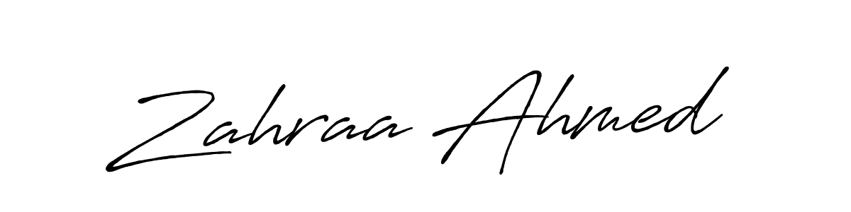 Make a beautiful signature design for name Zahraa Ahmed. With this signature (Antro_Vectra_Bolder) style, you can create a handwritten signature for free. Zahraa Ahmed signature style 7 images and pictures png