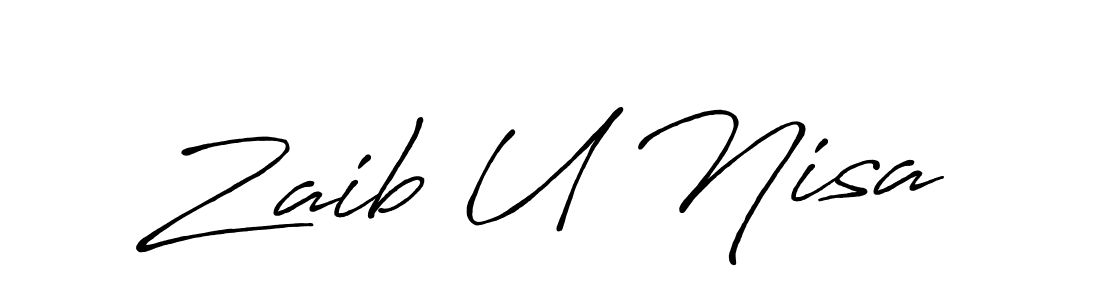 Create a beautiful signature design for name Zaib U Nisa. With this signature (Antro_Vectra_Bolder) fonts, you can make a handwritten signature for free. Zaib U Nisa signature style 7 images and pictures png