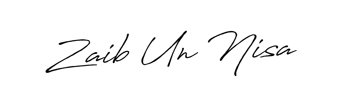 The best way (Antro_Vectra_Bolder) to make a short signature is to pick only two or three words in your name. The name Zaib Un Nisa include a total of six letters. For converting this name. Zaib Un Nisa signature style 7 images and pictures png