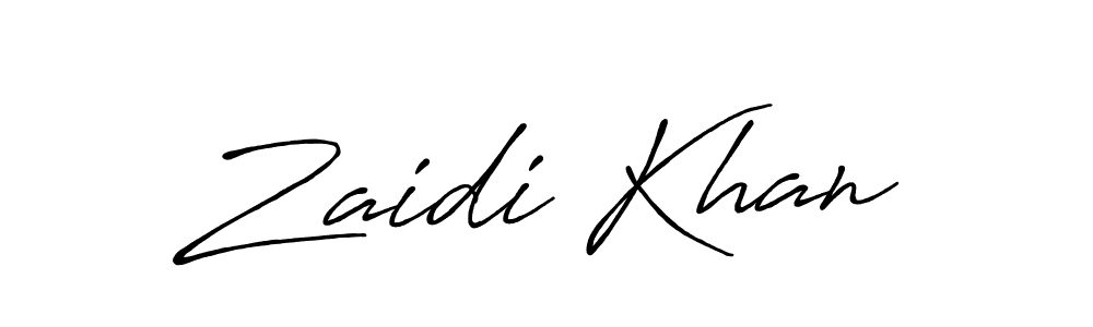 Create a beautiful signature design for name Zaidi Khan. With this signature (Antro_Vectra_Bolder) fonts, you can make a handwritten signature for free. Zaidi Khan signature style 7 images and pictures png