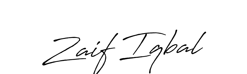 Create a beautiful signature design for name Zaif Iqbal. With this signature (Antro_Vectra_Bolder) fonts, you can make a handwritten signature for free. Zaif Iqbal signature style 7 images and pictures png