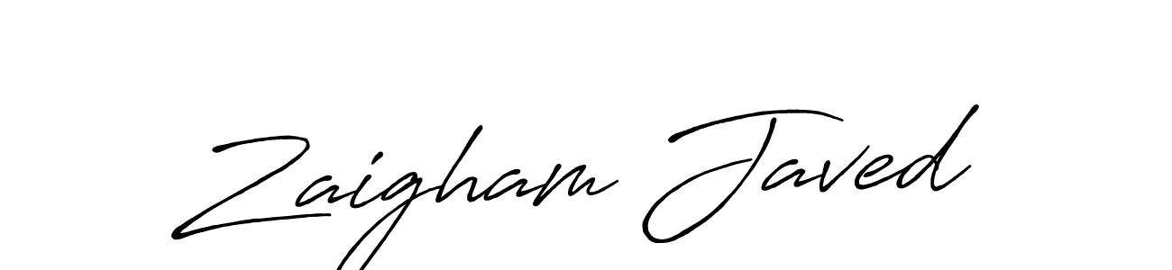 Create a beautiful signature design for name Zaigham Javed. With this signature (Antro_Vectra_Bolder) fonts, you can make a handwritten signature for free. Zaigham Javed signature style 7 images and pictures png