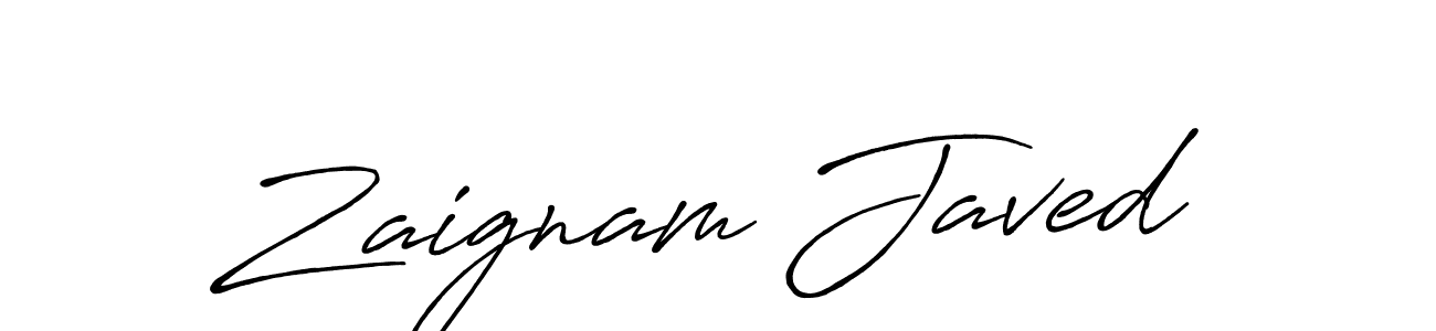 How to make Zaignam Javed name signature. Use Antro_Vectra_Bolder style for creating short signs online. This is the latest handwritten sign. Zaignam Javed signature style 7 images and pictures png