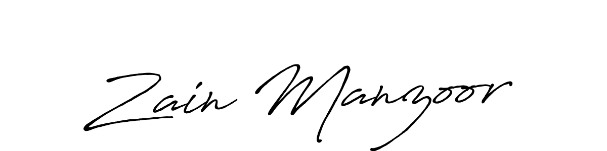 How to make Zain Manzoor name signature. Use Antro_Vectra_Bolder style for creating short signs online. This is the latest handwritten sign. Zain Manzoor signature style 7 images and pictures png