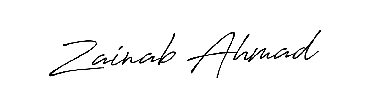 Use a signature maker to create a handwritten signature online. With this signature software, you can design (Antro_Vectra_Bolder) your own signature for name Zainab Ahmad. Zainab Ahmad signature style 7 images and pictures png