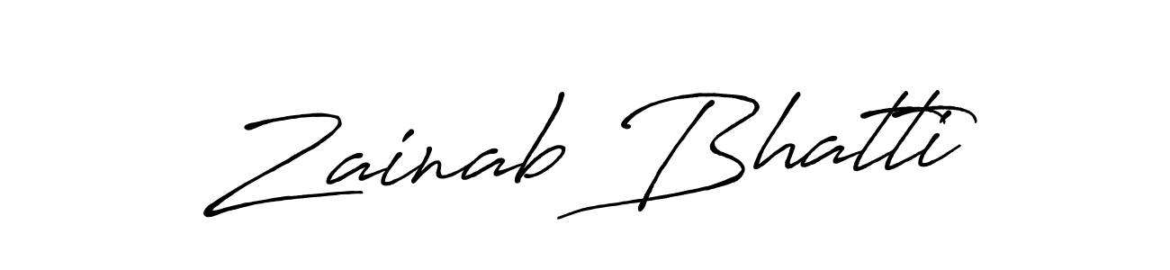 Zainab Bhatti stylish signature style. Best Handwritten Sign (Antro_Vectra_Bolder) for my name. Handwritten Signature Collection Ideas for my name Zainab Bhatti. Zainab Bhatti signature style 7 images and pictures png
