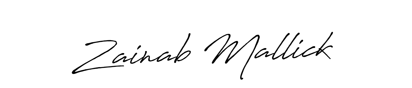 Make a beautiful signature design for name Zainab Mallick. With this signature (Antro_Vectra_Bolder) style, you can create a handwritten signature for free. Zainab Mallick signature style 7 images and pictures png