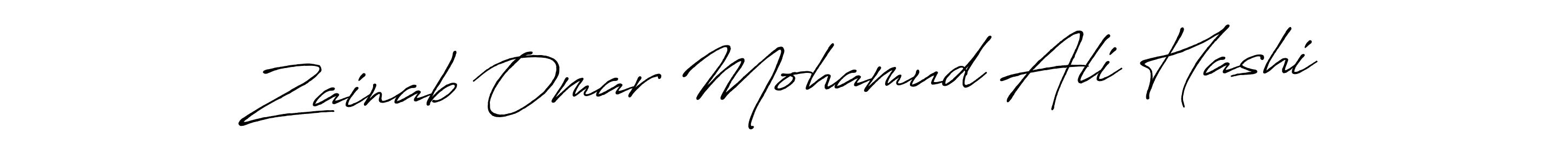 Make a beautiful signature design for name Zainab Omar Mohamud Ali Hashi. With this signature (Antro_Vectra_Bolder) style, you can create a handwritten signature for free. Zainab Omar Mohamud Ali Hashi signature style 7 images and pictures png
