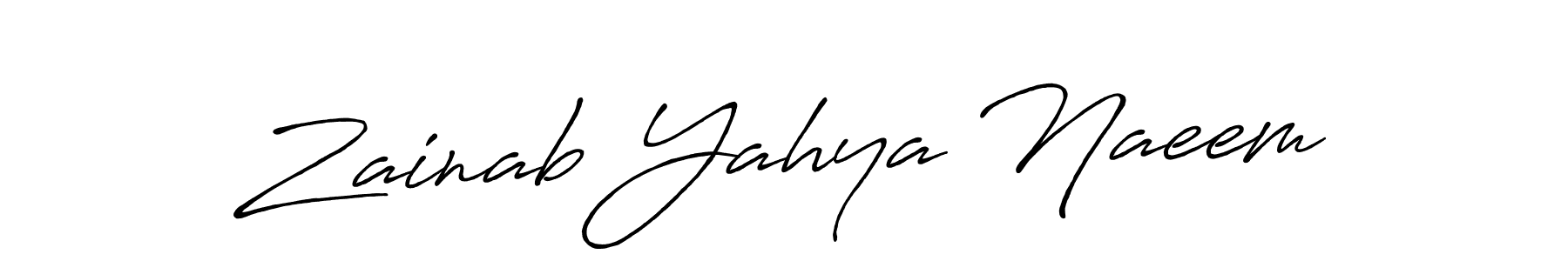 Use a signature maker to create a handwritten signature online. With this signature software, you can design (Antro_Vectra_Bolder) your own signature for name Zainab Yahya Naeem. Zainab Yahya Naeem signature style 7 images and pictures png
