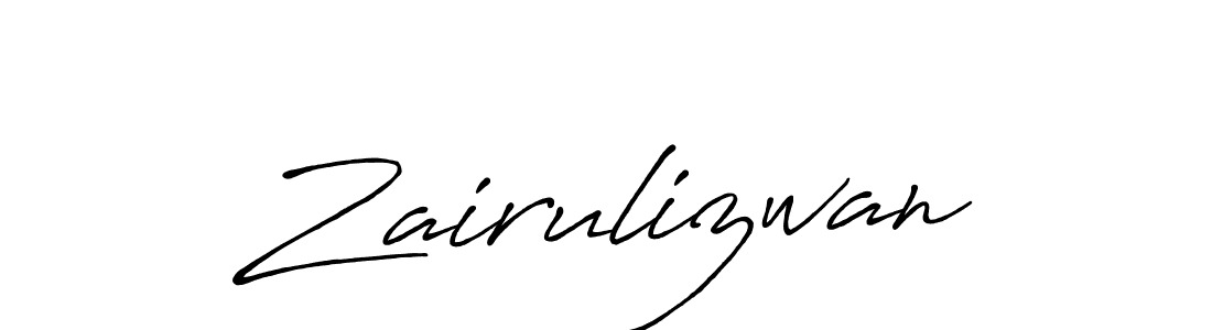 How to make Zairulizwan name signature. Use Antro_Vectra_Bolder style for creating short signs online. This is the latest handwritten sign. Zairulizwan signature style 7 images and pictures png