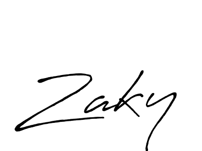 Use a signature maker to create a handwritten signature online. With this signature software, you can design (Antro_Vectra_Bolder) your own signature for name Zaky. Zaky signature style 7 images and pictures png
