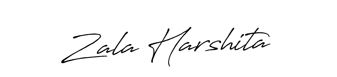 Make a beautiful signature design for name Zala Harshita. With this signature (Antro_Vectra_Bolder) style, you can create a handwritten signature for free. Zala Harshita signature style 7 images and pictures png