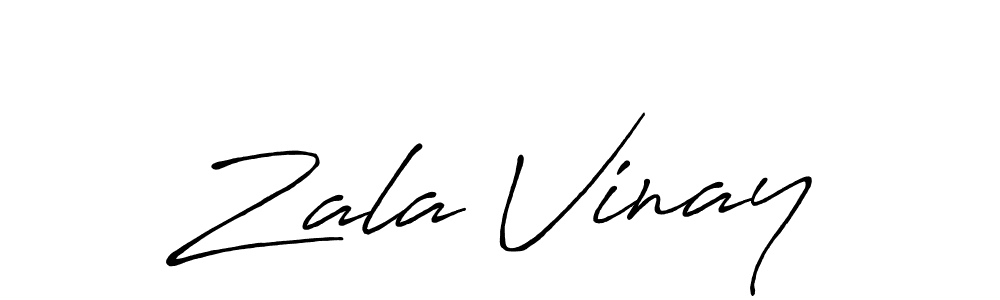 How to make Zala Vinay name signature. Use Antro_Vectra_Bolder style for creating short signs online. This is the latest handwritten sign. Zala Vinay signature style 7 images and pictures png