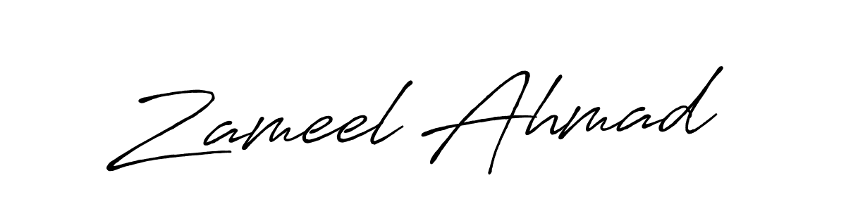 Make a beautiful signature design for name Zameel Ahmad. With this signature (Antro_Vectra_Bolder) style, you can create a handwritten signature for free. Zameel Ahmad signature style 7 images and pictures png