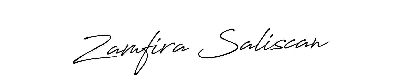 Create a beautiful signature design for name Zamfira Saliscan. With this signature (Antro_Vectra_Bolder) fonts, you can make a handwritten signature for free. Zamfira Saliscan signature style 7 images and pictures png