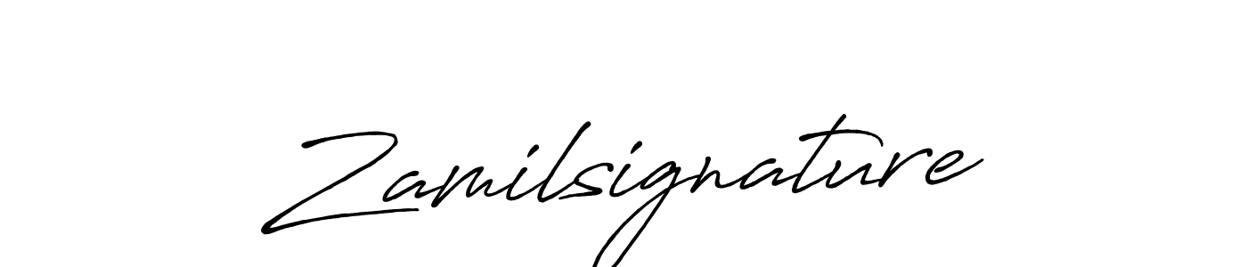 Use a signature maker to create a handwritten signature online. With this signature software, you can design (Antro_Vectra_Bolder) your own signature for name Zamilsignature. Zamilsignature signature style 7 images and pictures png