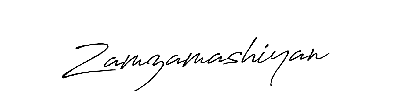 Create a beautiful signature design for name Zamzamashiyan. With this signature (Antro_Vectra_Bolder) fonts, you can make a handwritten signature for free. Zamzamashiyan signature style 7 images and pictures png