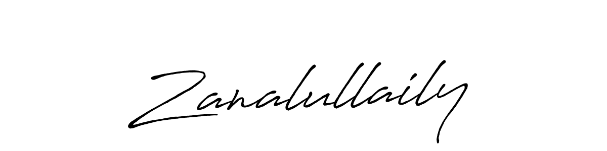 How to make Zanalullaily signature? Antro_Vectra_Bolder is a professional autograph style. Create handwritten signature for Zanalullaily name. Zanalullaily signature style 7 images and pictures png