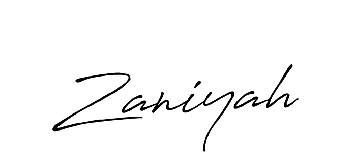 Make a beautiful signature design for name Zaniyah. With this signature (Antro_Vectra_Bolder) style, you can create a handwritten signature for free. Zaniyah signature style 7 images and pictures png