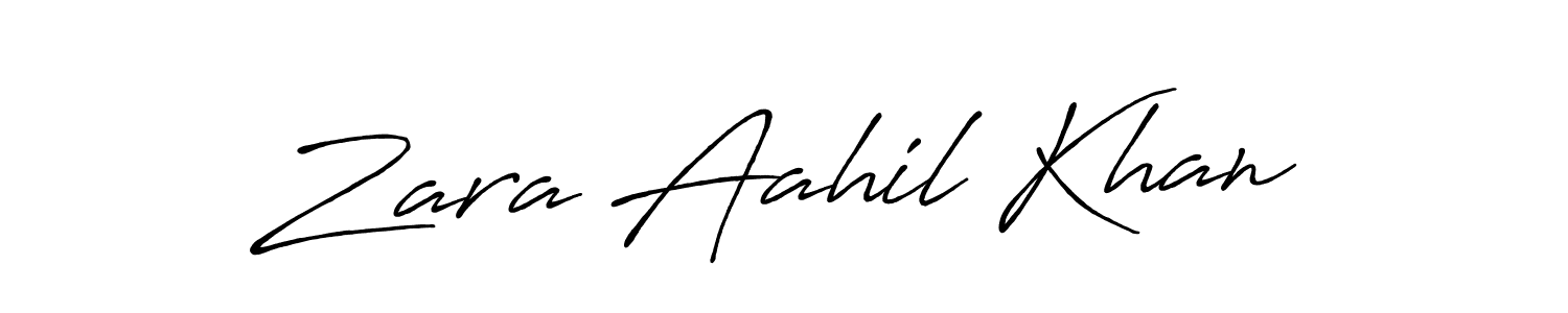 How to make Zara Aahil Khan name signature. Use Antro_Vectra_Bolder style for creating short signs online. This is the latest handwritten sign. Zara Aahil Khan signature style 7 images and pictures png