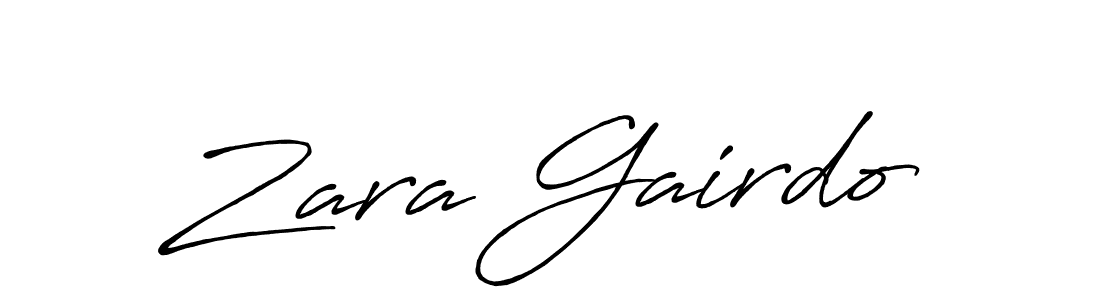 Make a beautiful signature design for name Zara Gairdo. With this signature (Antro_Vectra_Bolder) style, you can create a handwritten signature for free. Zara Gairdo signature style 7 images and pictures png