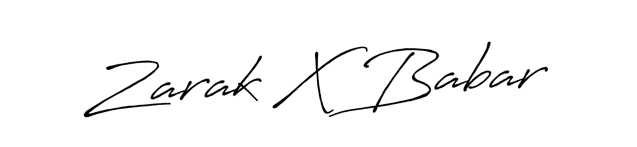 Make a beautiful signature design for name Zarak X Babar. With this signature (Antro_Vectra_Bolder) style, you can create a handwritten signature for free. Zarak X Babar signature style 7 images and pictures png