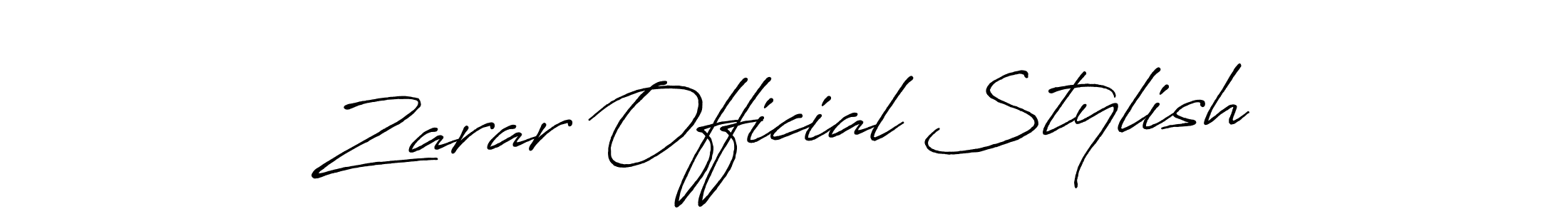 Make a beautiful signature design for name Zarar Official Stylish. With this signature (Antro_Vectra_Bolder) style, you can create a handwritten signature for free. Zarar Official Stylish signature style 7 images and pictures png