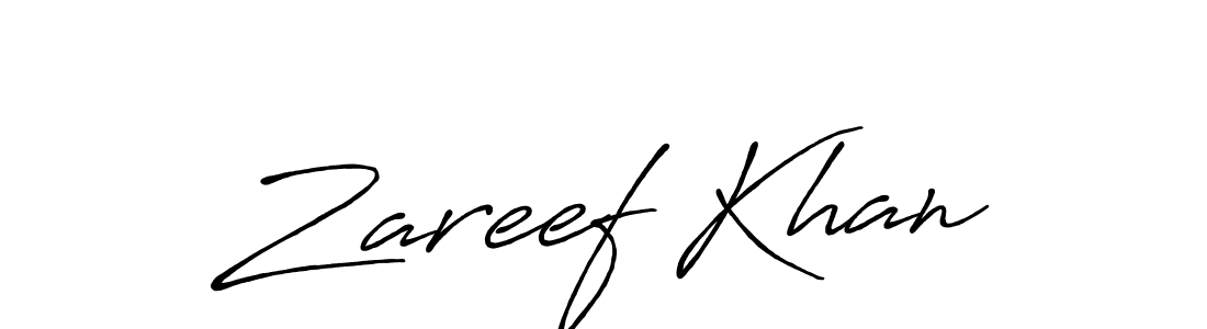 Make a beautiful signature design for name Zareef Khan. With this signature (Antro_Vectra_Bolder) style, you can create a handwritten signature for free. Zareef Khan signature style 7 images and pictures png