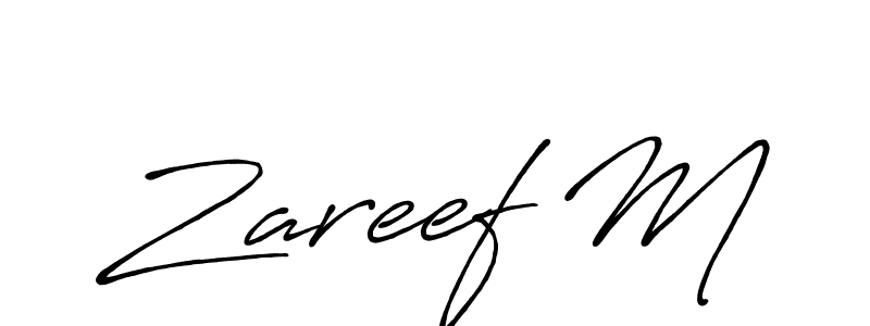 How to make Zareef M signature? Antro_Vectra_Bolder is a professional autograph style. Create handwritten signature for Zareef M name. Zareef M signature style 7 images and pictures png