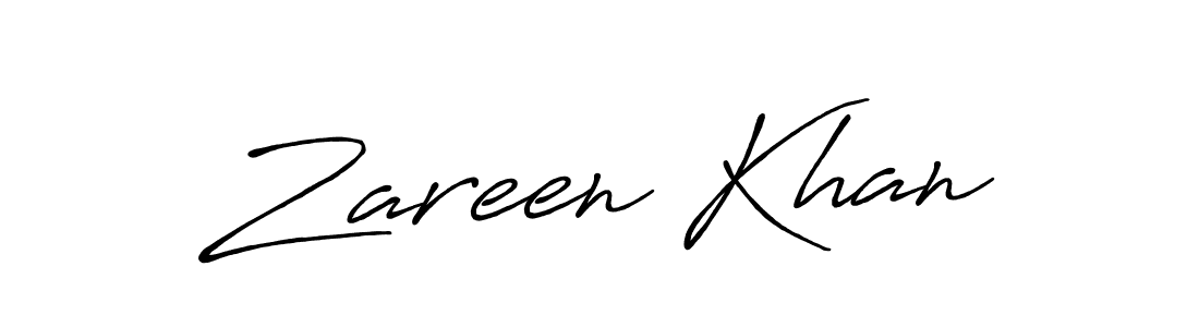 Make a beautiful signature design for name Zareen Khan. With this signature (Antro_Vectra_Bolder) style, you can create a handwritten signature for free. Zareen Khan signature style 7 images and pictures png