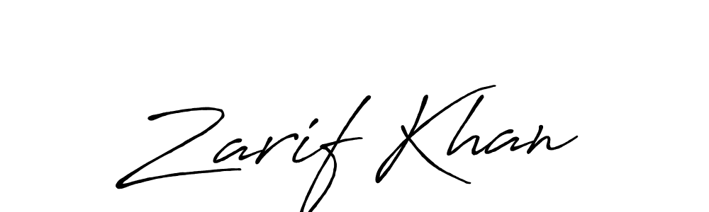 Create a beautiful signature design for name Zarif Khan. With this signature (Antro_Vectra_Bolder) fonts, you can make a handwritten signature for free. Zarif Khan signature style 7 images and pictures png