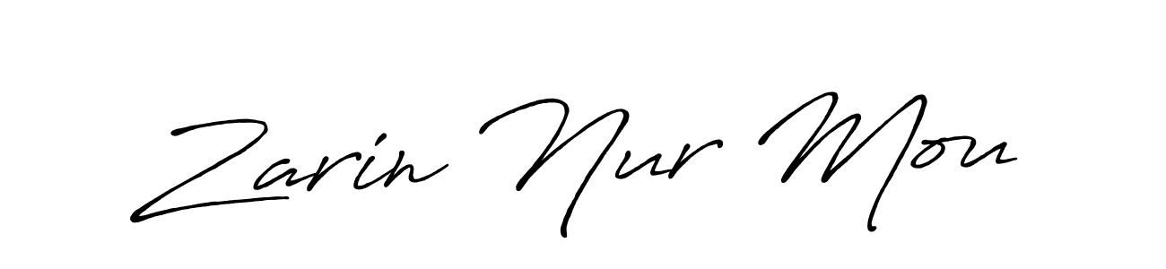 Use a signature maker to create a handwritten signature online. With this signature software, you can design (Antro_Vectra_Bolder) your own signature for name Zarin Nur Mou. Zarin Nur Mou signature style 7 images and pictures png