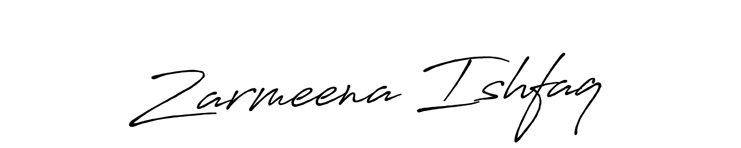 Make a beautiful signature design for name Zarmeena Ishfaq. With this signature (Antro_Vectra_Bolder) style, you can create a handwritten signature for free. Zarmeena Ishfaq signature style 7 images and pictures png