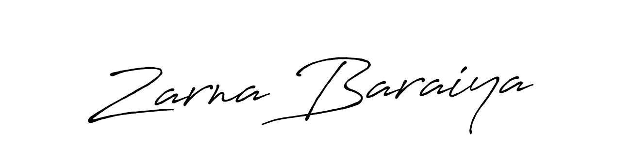 Make a beautiful signature design for name Zarna Baraiya. With this signature (Antro_Vectra_Bolder) style, you can create a handwritten signature for free. Zarna Baraiya signature style 7 images and pictures png