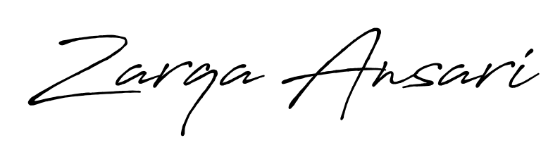 A modern signature idea for name Zarqa Ansari using Antro_Vectra_Bolder font. Clean strokes and elegant curves make it stand out instantly. Zarqa Ansari signature style 7 images and pictures png