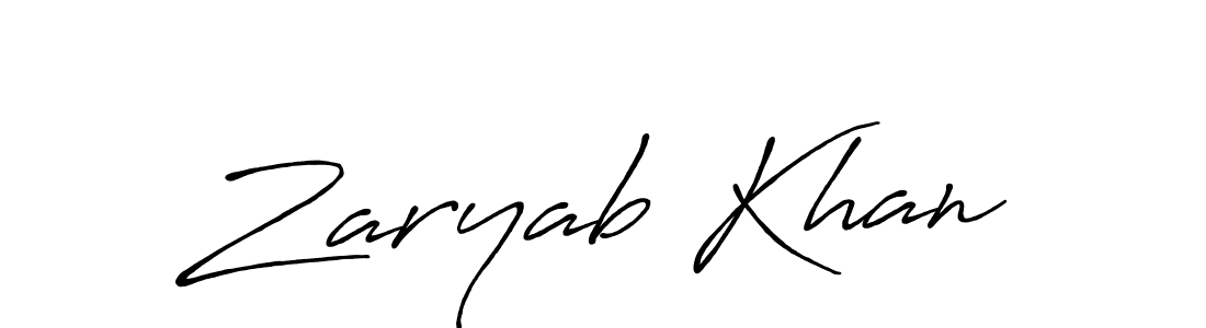 Make a beautiful signature design for name Zaryab Khan. With this signature (Antro_Vectra_Bolder) style, you can create a handwritten signature for free. Zaryab Khan signature style 7 images and pictures png