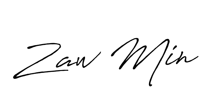 Zaw Min stylish signature style. Best Handwritten Sign (Antro_Vectra_Bolder) for my name. Handwritten Signature Collection Ideas for my name Zaw Min. Zaw Min signature style 7 images and pictures png