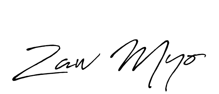 Use a signature maker to create a handwritten signature online. With this signature software, you can design (Antro_Vectra_Bolder) your own signature for name Zaw Myo. Zaw Myo signature style 7 images and pictures png