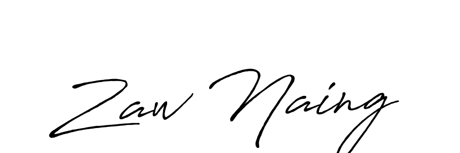 Make a beautiful signature design for name Zaw Naing. With this signature (Antro_Vectra_Bolder) style, you can create a handwritten signature for free. Zaw Naing signature style 7 images and pictures png