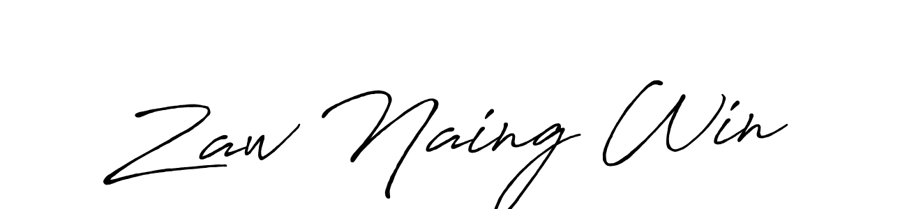 Create a beautiful signature design for name Zaw Naing Win. With this signature (Antro_Vectra_Bolder) fonts, you can make a handwritten signature for free. Zaw Naing Win signature style 7 images and pictures png