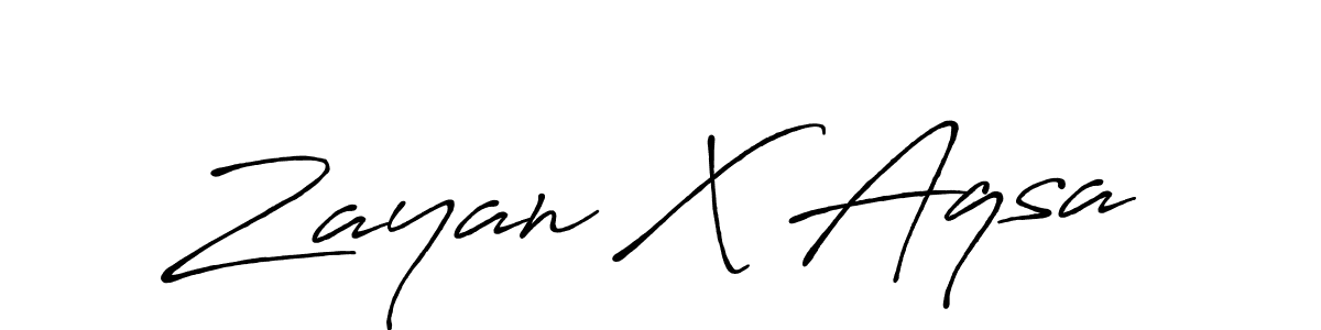 The best way (Antro_Vectra_Bolder) to make a short signature is to pick only two or three words in your name. The name Zayan X Aqsa include a total of six letters. For converting this name. Zayan X Aqsa signature style 7 images and pictures png