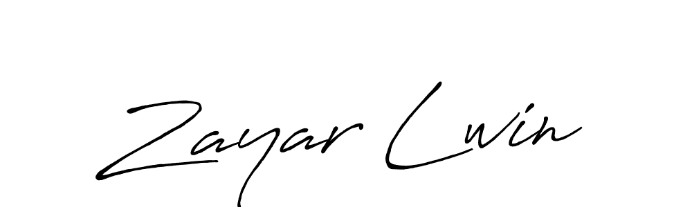 How to make Zayar Lwin name signature. Use Antro_Vectra_Bolder style for creating short signs online. This is the latest handwritten sign. Zayar Lwin signature style 7 images and pictures png