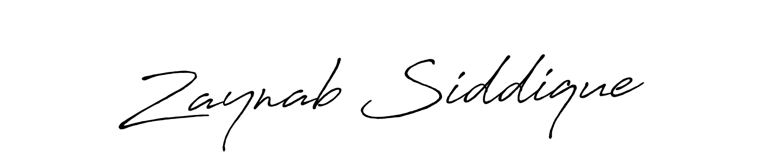 Create a beautiful signature design for name Zaynab Siddique. With this signature (Antro_Vectra_Bolder) fonts, you can make a handwritten signature for free. Zaynab Siddique signature style 7 images and pictures png