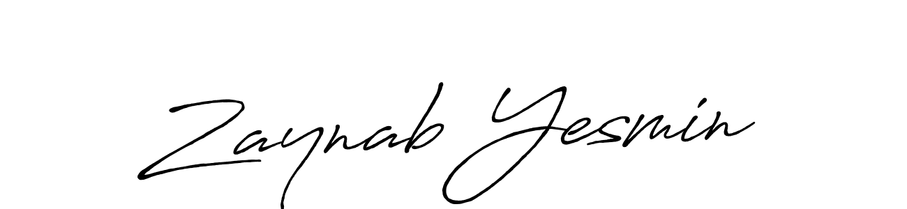 How to make Zaynab Yesmin name signature. Use Antro_Vectra_Bolder style for creating short signs online. This is the latest handwritten sign. Zaynab Yesmin signature style 7 images and pictures png