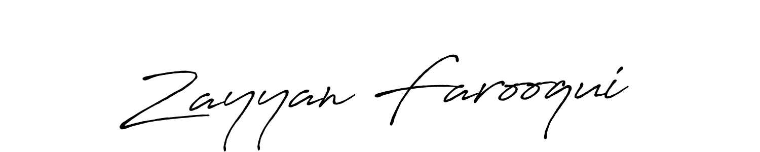 Create a beautiful signature design for name Zayyan Farooqui. With this signature (Antro_Vectra_Bolder) fonts, you can make a handwritten signature for free. Zayyan Farooqui signature style 7 images and pictures png