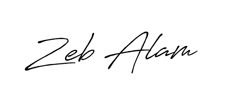 Make a beautiful signature design for name Zeb Alam. With this signature (Antro_Vectra_Bolder) style, you can create a handwritten signature for free. Zeb Alam signature style 7 images and pictures png