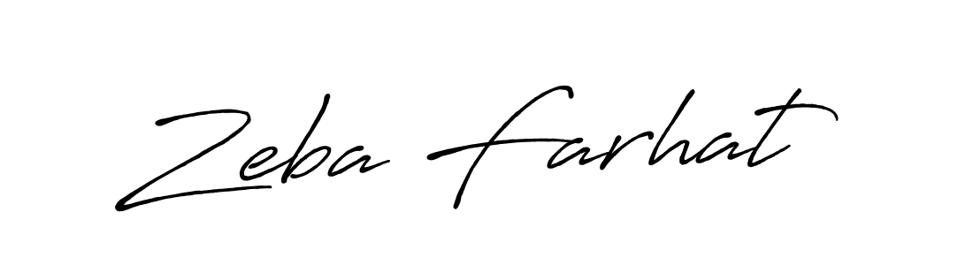 How to make Zeba Farhat name signature. Use Antro_Vectra_Bolder style for creating short signs online. This is the latest handwritten sign. Zeba Farhat signature style 7 images and pictures png